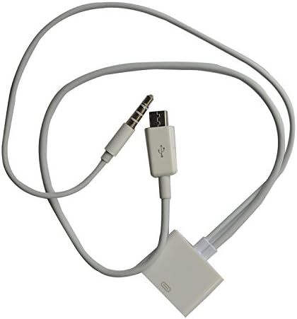 VIMVIP Converter 3.5mm with Micro USB to 30 Pin Adapter Audio Cable for HTC, Sony, HuaWei, LG, Samsung - Support Playing Music with 30 Pin Plug Speaker on Most 30-Pin Docks (White)