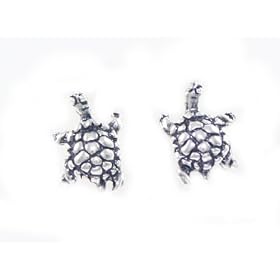 Tomas Adorable Pop Out Turtle Charm 925 Sterling Silver Stud/Post Earrings with Oxidized Accents ~ Comes Gift Boxed