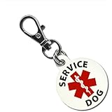 SERVICE DOG Red Medical Alert Symbol 1.25 inch Aluminum Dog Tag
