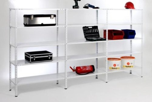 MOB Regalset - 225 cm Breite, 12 Böden, beliebig erweiterbar - weiss, 225x200x30