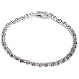 Sterling Silver Amethyst Bracelet, 7.25"