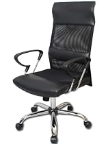 "Berkshire" Executive Leather Mesh Ergonomic Office Chair w/ Lumbar Support