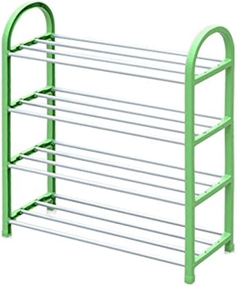 ShellMiMi Green Stainless Steel 4 Tier Assembled Free-Standing Shoe Rack