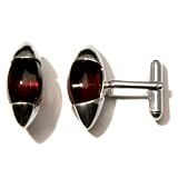 Cherry Amber and Sterling Silver Barrel Cufflinks