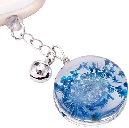 VaporMao Handmade Real Flower Anti Dust Plug/ Ear Cap / Cell Phone Charms For iPhone, iPad, iPod, Samusung and Other 3.5mm Ear Jack, Deep Blue
