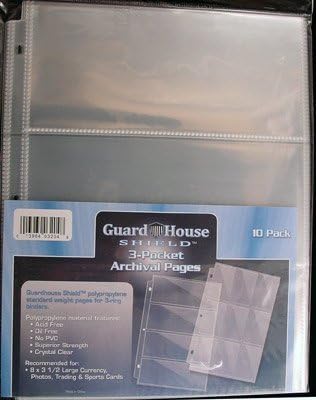 3 Pocket Currency Storage Pages for Modern and Large Bills PACK of 10 GuardHouse Shield by GuardHouse Shield