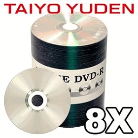 Taiyo Yuden 8X DVD-R Media (Value Line) 100 Pack in Tape Wrap by Taiyo Yuden
