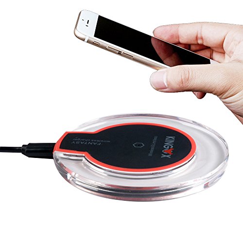 Kingox Special Qi Approved Wireless Charger Charging Pad for iPhone 5 5S 5C 6 6S 6 Plus 6S Plus 7 7+Samsung HTC NOKIA With Special Charging Receiver Module Chip (Black)