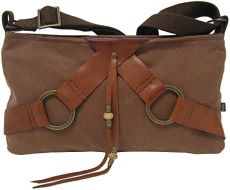 "Chelsea" Cross Body Handbag in Waxed Canvas and Leather - Made in Maine (Brown)