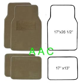 A Set of 4 Universal Fit Plush Carpet Floor Mats for Cars - Tan
