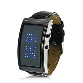 Futuristic Japanese Style super cool watch with scrolling text - Black strap Unisex wristwatch for gents or ladies