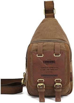 Kaukko Branded Canvas Small Bags with Pu Leather Men's Sling Bag Chest Pack