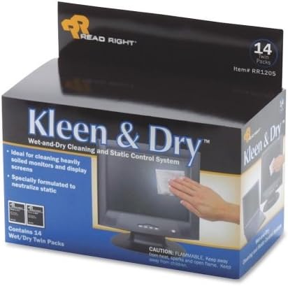 Wholesale CASE of 25 - Read/Right Kleen &amp; Dry Screen Cleaners-Kleen and Dry Pads, for Screen, Twin Packs, 14/BX