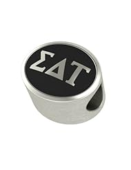 Sigma Delta Tau Black Antique Oval Sorority Bead Charm Fits Most Pandora Style Bracelets. High Quality Bead in Stock for Fast Shipping. Officially Licensed