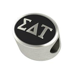 Sigma Delta Tau Black Antique Oval Sorority Bead Charm Fits Most Pandora Style Bracelets. High Quality Bead in Stock for Fast Shipping. Officially Licensed