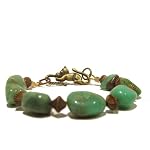 Chrysoprase Bracelet 05 Strand Green Nugget Brass Cat Yarn Kitty Gemstone Crystal