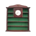 Herrliche Vitrine aus Holz mit Uhr, 19 B&auml;lle