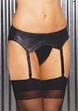 Women's Leather Garter Belt (Black;Plus Size)