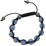 Bracelet Shamballa par Avantgarde Jewels © - Motif boules pavage en aigue-marine - Habille joliment tous les poignets - fait un cadeau idéal - Emballé dans une jolie pochette en velours - Taille: 18 à 21.5 cm Image du produit