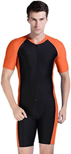 Wetsuit for Men One Piece Swimsuit Short-sleeve Surfing Suit UV Protection Front Zip