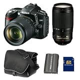 NIKON D90 Reflex Numerique + Objectif AF-S DX 18-105mm 3,5-5,6G ED VR + Objectif F-S VR 70-300 mm f/4.5-5.6G IF-ED GARANTI 4 ANS + Sac Fourre tout + Carte SD8Go + Batterie EN-EL3