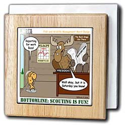 Rich Diesslins Funny KNOTS Scouting Cartoons - Bottomline, Scouting is Fun - Fish and Wildlife Management - Tile Napkin Holders