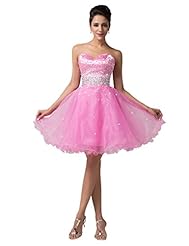 Strapless Cocktail Lace-Up Beaded Sequined Sweetheart Acrylic/Organza/Satin Evening Dress/Homecoming Dress/Bridesmaid Dress/Pageant Dress/Prom Dress/Party Dress/Wedding Dress/Mini Dress 