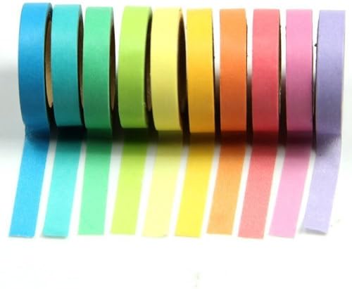 Evergreen Tree DIY Lovely Rainbow Washi Sticky Paper Masking Adhesive Decorative Tape Scrapbooking ,10 Rolls
