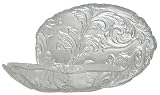 Clear Glass Ornate French Lily Design Small Oval Bowl 8 1/2"x 5 1/2"x 1 3/4" Set/2