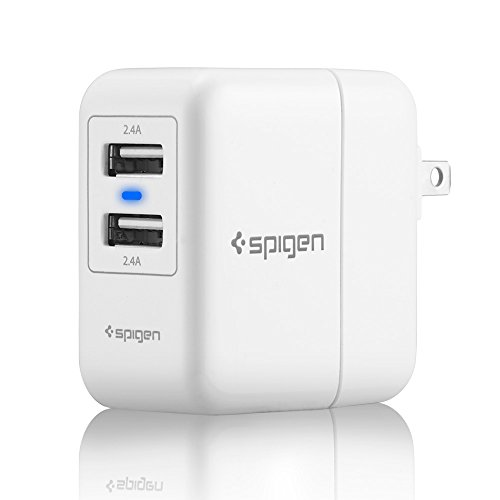 Spigen F202 USB Wall Charger 2-Port 4.8 Amp USB Travel Charger with Folding Plug USB Charger for iPhone 7 / 7 Plus / 6S / 6 / SE / Galaxy S7 / S7 Edge / S6 / iPad Air 2 / Mini 3 / Note 5 / LG & More