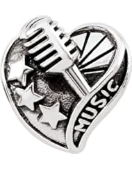 Persona Sterling Silver Groovy Microphone Charm fits Pandora, Troll & Chamilia European Charm Bracelets