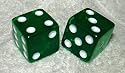 Rare Vintage Large Green Transparent Lucite Dice Pair