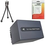 HQRP Battery for Sony HandyCam DCR-HC30L, DCR-HC30G, DCR-HC30E, DCR-HC24E Camcorder Replacement plus HQRP Mini Tripod and LCD Screen Protector