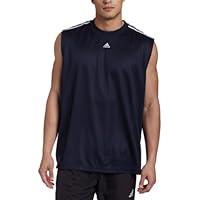 adidas Men's 3-Stripes Sleeveless Tank Top, Dark Navy, Small