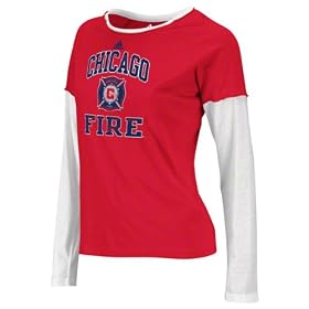 Chicago Fire Women's adidas Red MS Distress Layered Tissue Long Sleeve T-Shirt