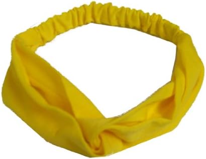 Yellow Cotton Turban Twist Knot Head Wrap with Elastic Back (Keshet Accessories)