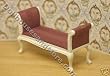 Handcarved White Settee Dark Pink Stripe Dollhouse Miniature