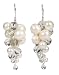 Sterling Silver White Freshwater Cultured Pearl and Crystal Graduated Cluster Dangle Earrings