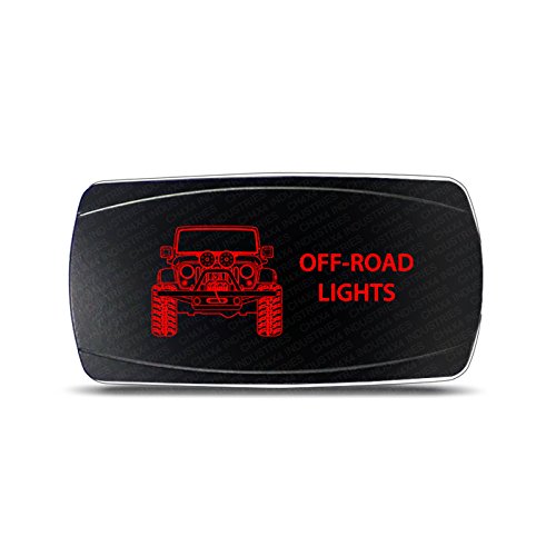 CH4x4 Rocker Switch Jeep Wrangler JK Off-Road Lights Symbol - Horizontal - Red LED