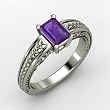 Emerald-Cut Amethyst Ring in 14K White Gold