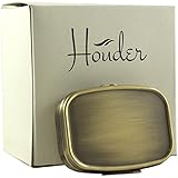 Classy Brass Pill Box by Houder - Decorative Pill Case with Gift Box - Carry Your Meds in Style (Rectangular)