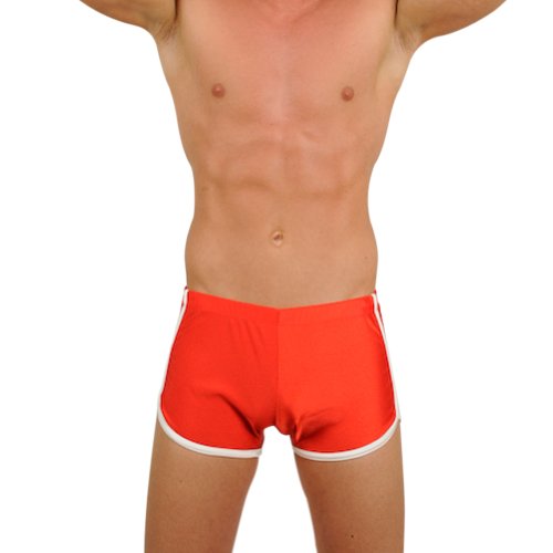 Men's New Red Retro Fitness Hot / Workout Gym Short By Gary Majdell Sport Size Large