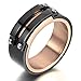 INBLUE Men's Stainless Steel Ring Band Black Gold Tone
