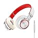 Intone Ms200 Stereo Headsets Strong Low Bass Headphones Earbuds for Smartphones Mp3/4 Laptop Computers Tablet Macbook Folding Gaming Earphones (White/red)