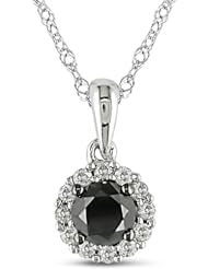 14k Gold 1/2ct TDW Black and White Diamond Necklace (H-I, I2-I3)