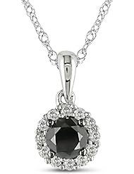 14k Gold 1/2ct TDW Black and White Diamond Necklace (H-I, I2-I3)