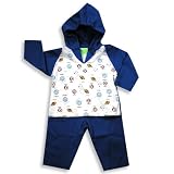 SnoPea - Newborn And Infant Boys Long Sleeve Knit Hooded Pant Set, White, Blue