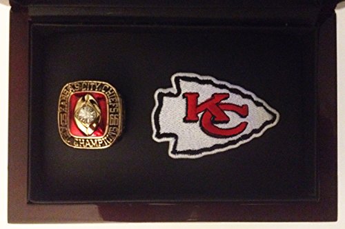 Kansas City Chiefs 1966 Championship Ring Display - Len Dawson Replica w/ Logo Patch - Vintage Chiefs Football Memorabilia - Ships from USA