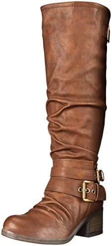 Carlos By Carlos Santana Women's Claudia Wide Calf Motorcycle Boot, Brown, 8 M US