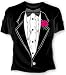Girls Ruffled Tuxedo T-Shirt With Pink Rose